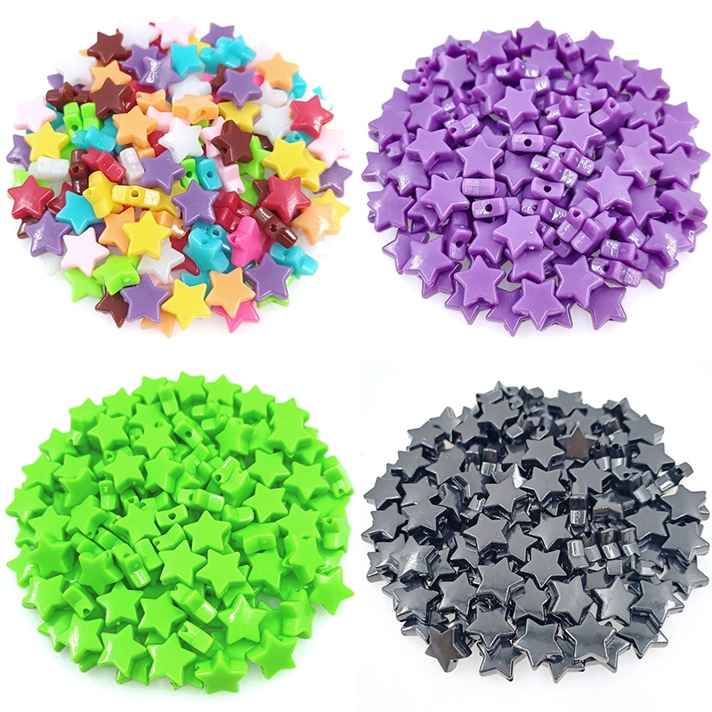 Set 50 Hạt Xỏ Lỗ Hình Ngôi Sao Nhiều Màu Sắc 11mm Dùng Để Làm Đồ Trang Sức Thủ Công