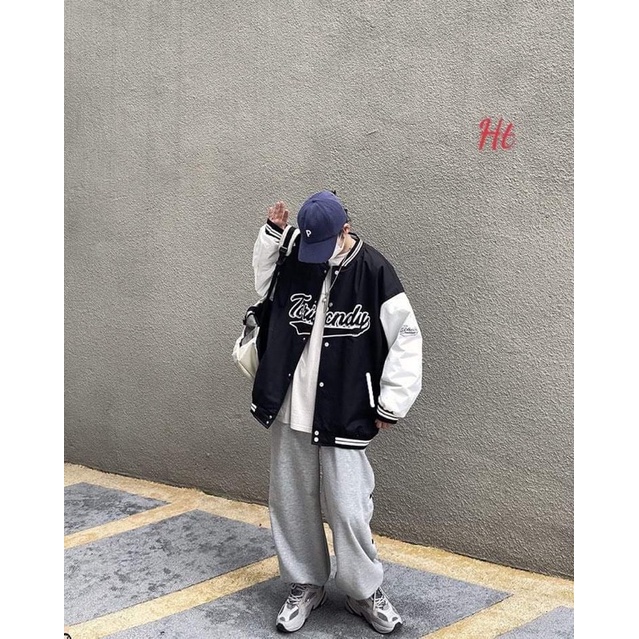 Áo khoác Nỉ bomber TORI phối tay trắng HT12