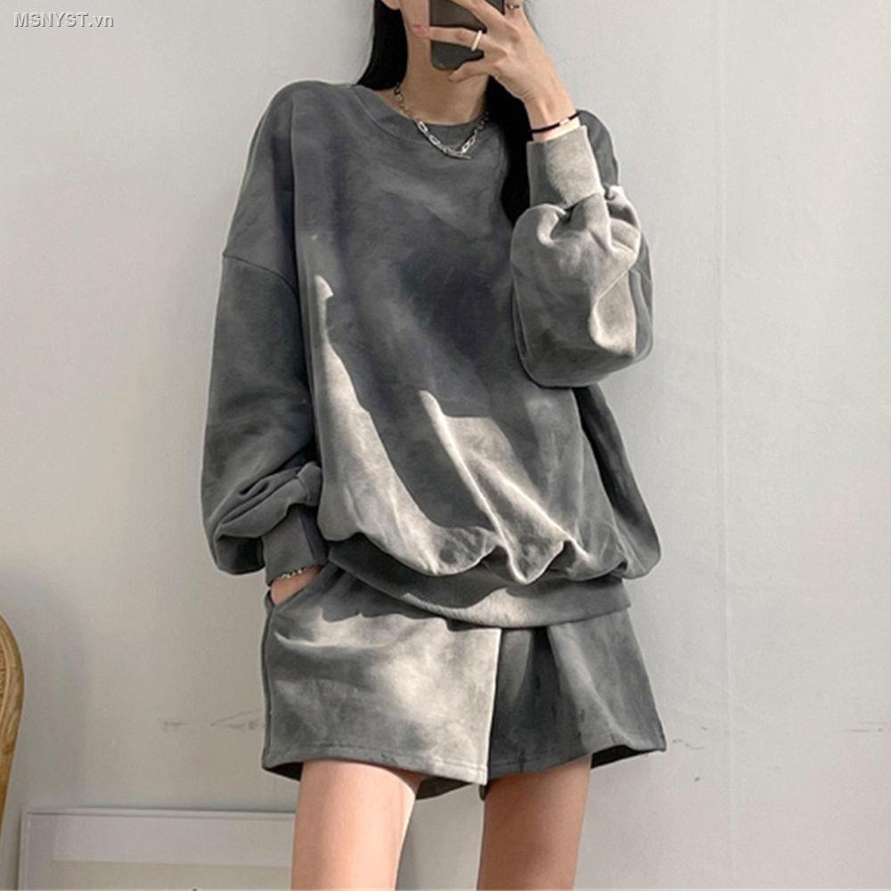 Set đồ thể thao 100% cotton tay dài dáng rộng thời trang xuân thu cho nữ