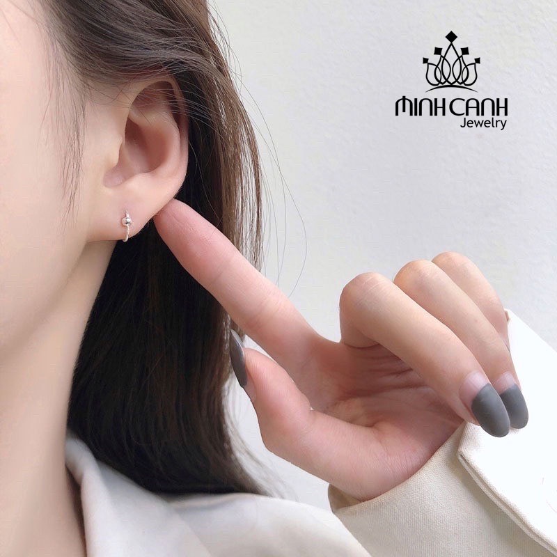 Khuyên Tai Bạc Nữ Tròn Mix 1 Bi - Minh Canh Jewelry