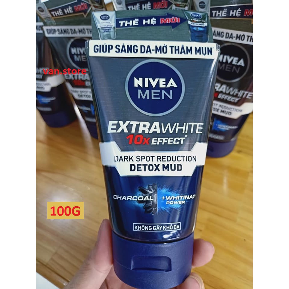 Sữa Rửa Mặt NIVEA MEN Detox Mud Giúp Sáng Da & Mờ Thâm Mụn (100g) - Mẫu Mới