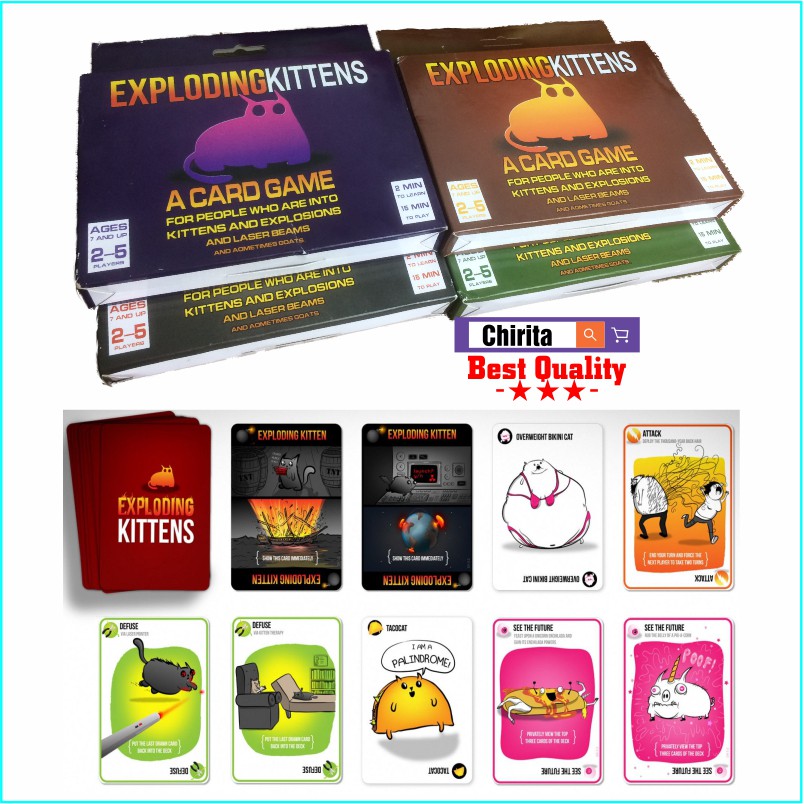 Bộ Bài Mèo Nổ Exploding Kittens LOẠI 56 Lá Giấy Cứng Cực Thú Vị - MN56L