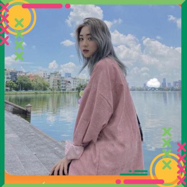 Áo khoác sơ mi nhung tăm dáng rộng ulzzang ( ảnh thật / có sẵn )