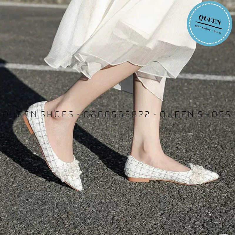 Giày búp bê nữ 🌸FREESHIP🌸 hàng Quảng Châu cao cấp ánh kim sa đính nơ ngọc - BB22