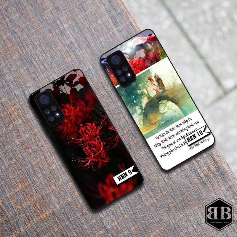 Ốp lưng kính cường lực Xiaomi Redmi Note 11 4G / Redmi Note 11S hình hoa bỉ ngạn
