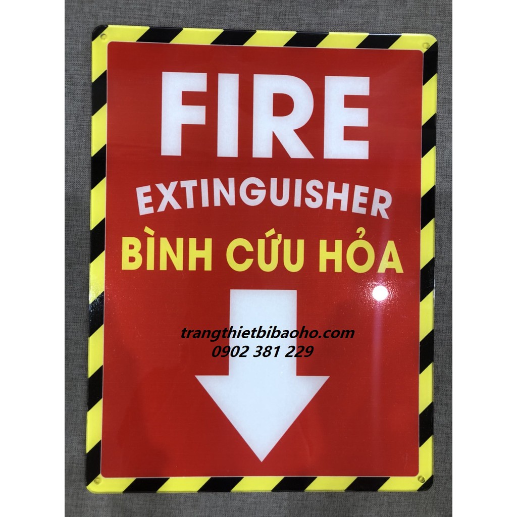 Biển báo bình cứu hỏa chất liệu mica dán decal - kích thước 30 x 40