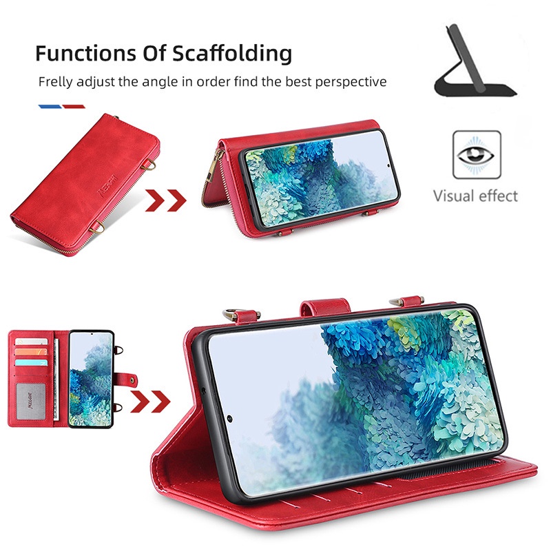 Bao Da Điện Thoại Nắp Lật Từ Tính Dạng Ví Có Ngăn Đựng Thẻ Cho Samsung Galaxy S22 Ultra S21plus S20 FE S10 + Note 20 Pro Note 10