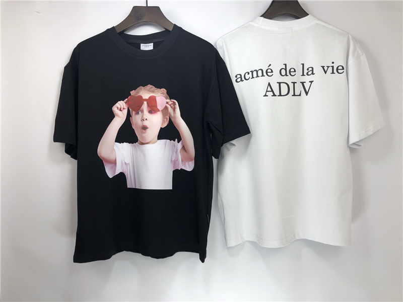 Áo thun chất cotton ngắn tay cổ tròn dáng rộng in họa tiết chữ ADLV thời trang cổ điển dành cho nam nữ