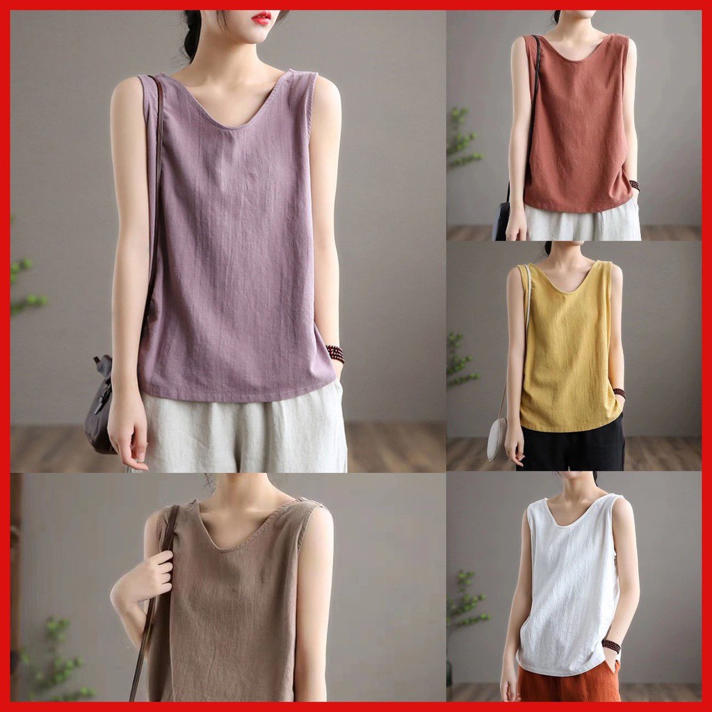 Zanzea Áo không tay nữ 100% Cotton Linen Dáng Rộng Thời Trang Mùa Hè 2023