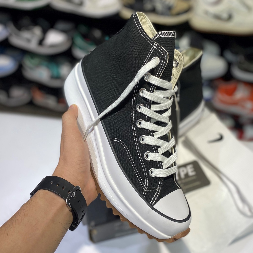 Giày sneaker nam nữ cổ cao : Converse Run Star Hike Hi Black/ White | Phiên bản 1:1 .
