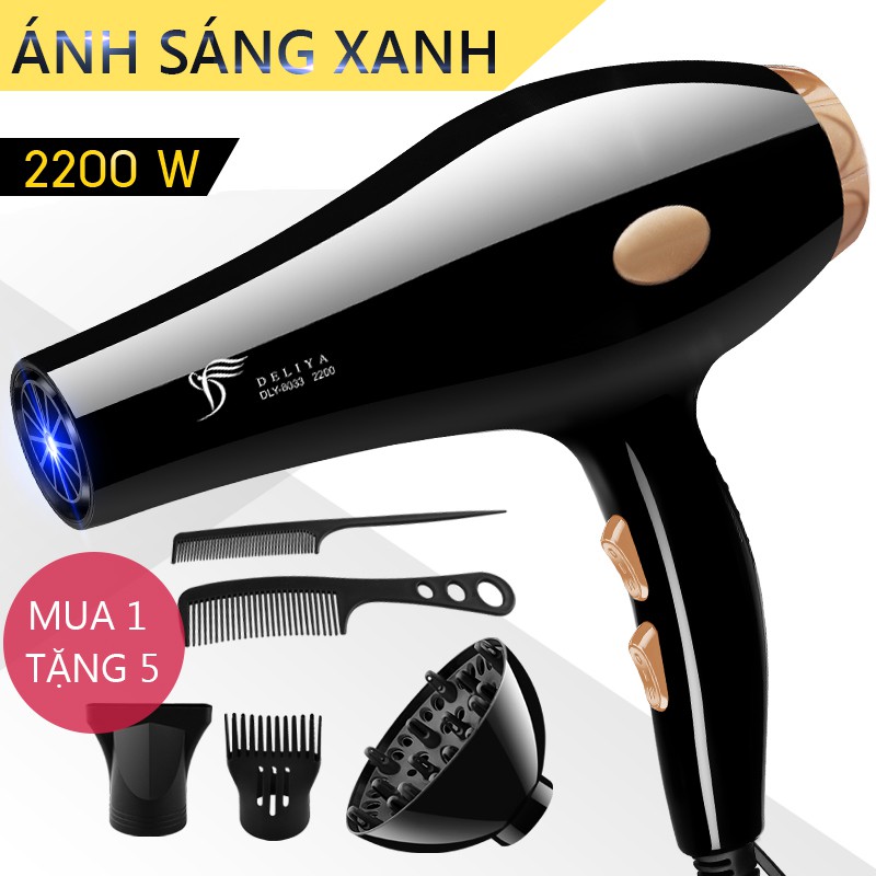 OT07B Máy sấy tóc DELIYA 2200W mua 1 tặng 5,  thổi gió lanh và nóng, công suất cao, 5 mức chỉnh nhiệt và gió vinhthuan.