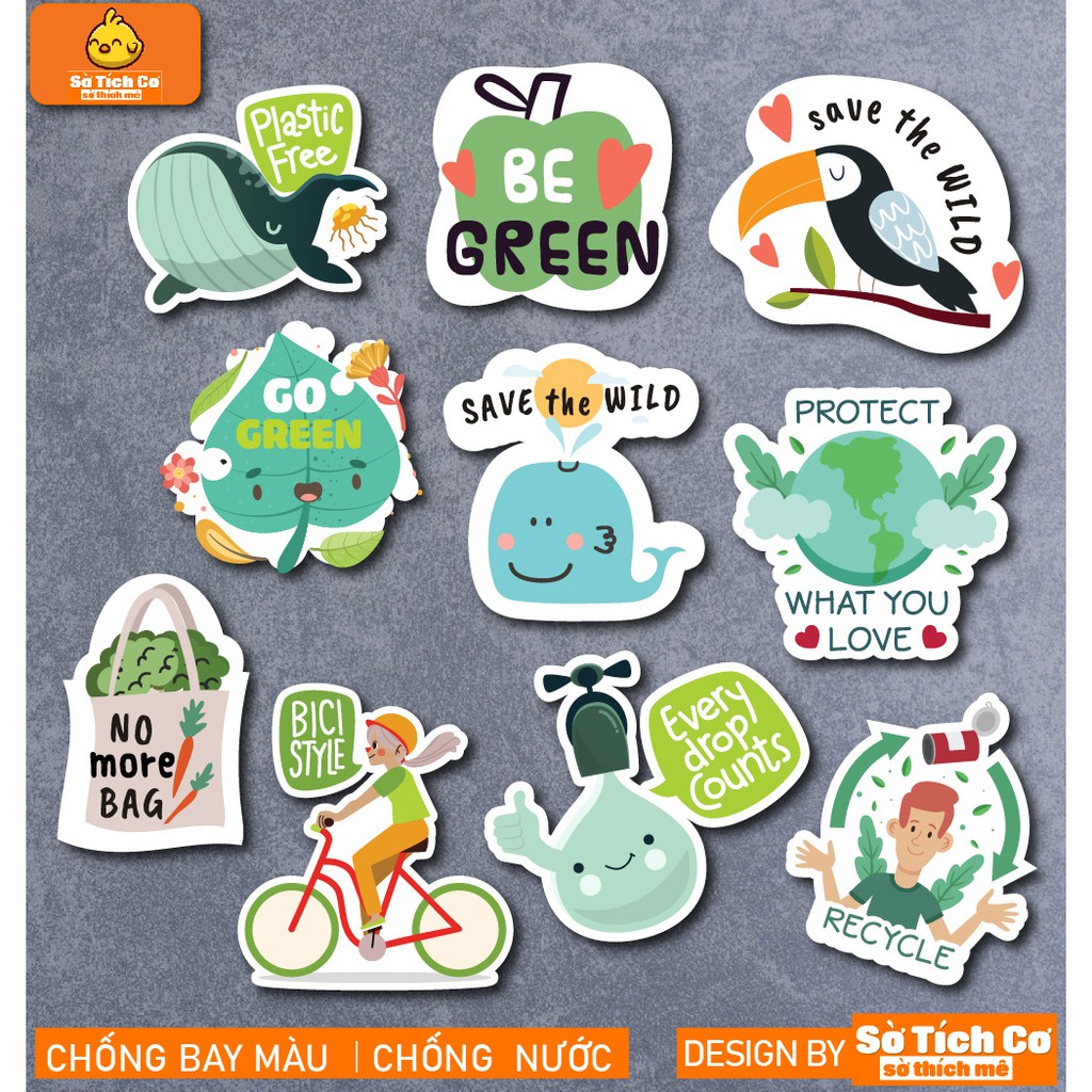 Save the Earth dán điện thoại, laptop, mũ bảo hiểm, guitar, vali MSP: T04