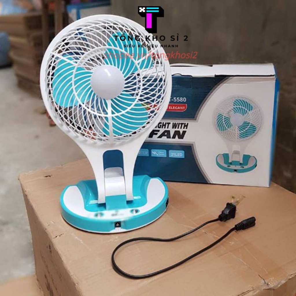 PVN2577 Quạt Tích Điện Mini Fan 2 In 1 Gấp Gọn T2