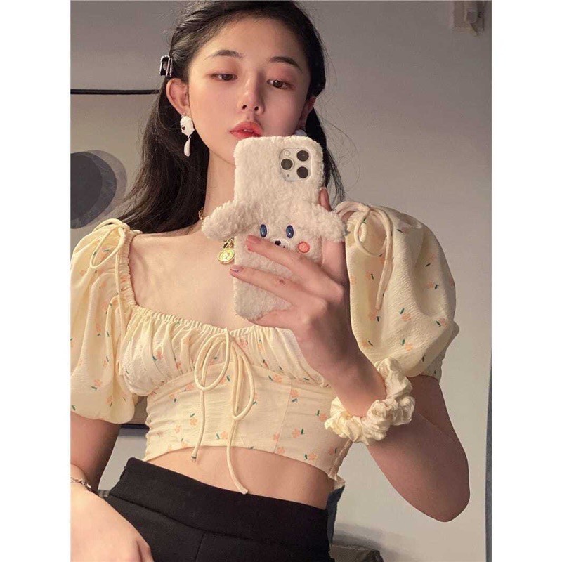 ÁO HOA NHÍ VÀNG BO LƯNG KÈM ẢNH THẬT QCCC