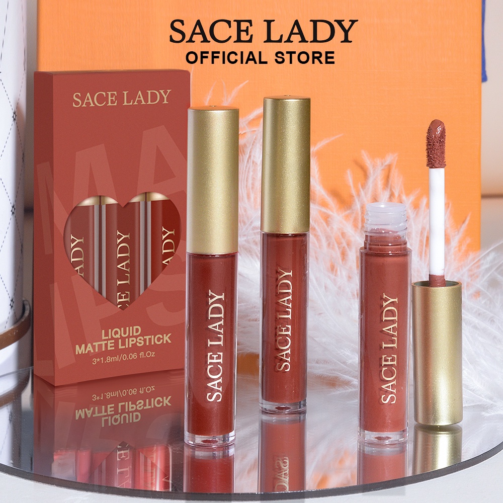 SACE LADY 3 cây Matte Son Môi Bộ Trang Điểm son Môi lì mini chống thấm nước 1.8ml*3