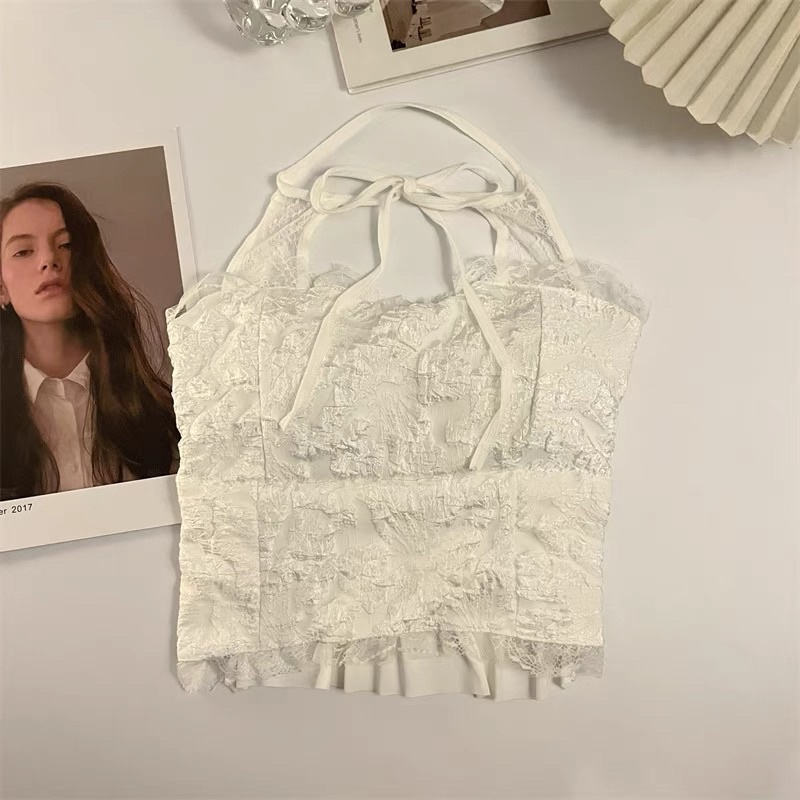 áo ren dây buộc nơ cổ yếm (3028#)