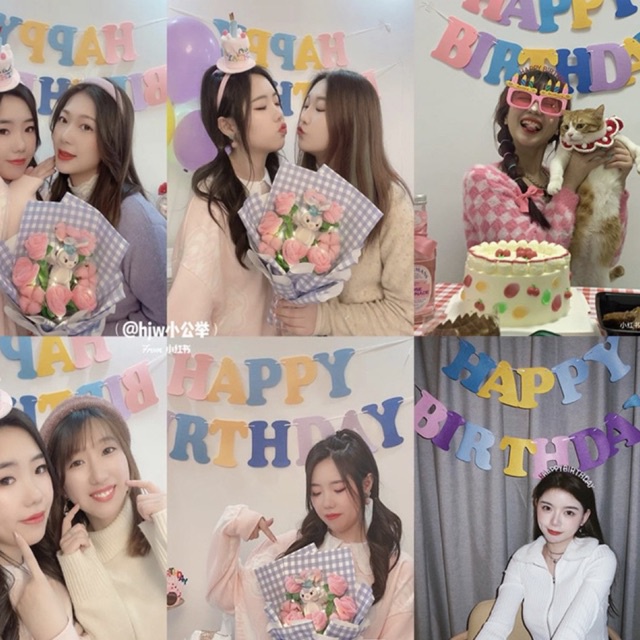 Dây chữ Happy birthday màu pastel phong cách hàn quốc trang trí sinh nhật