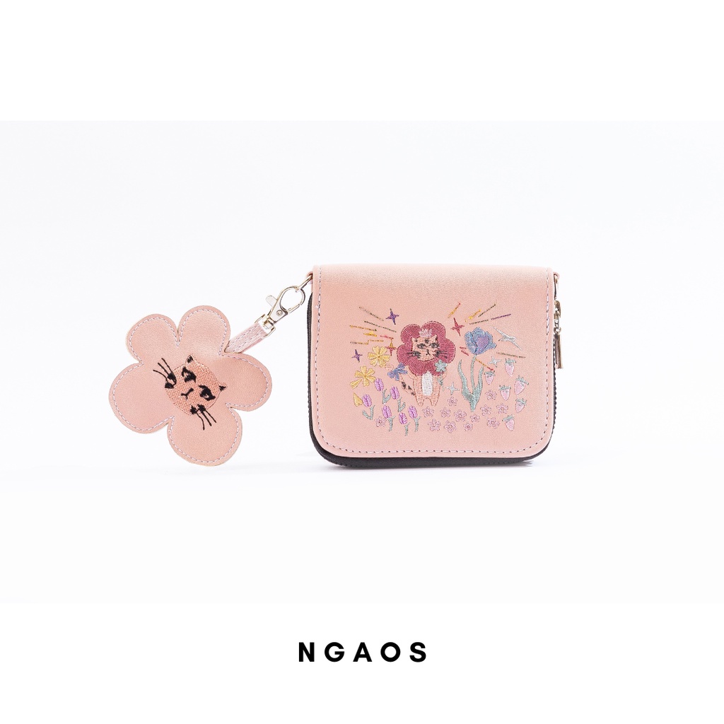 Ví da nữ NGAOS Hoho Tiger Pink - mini size