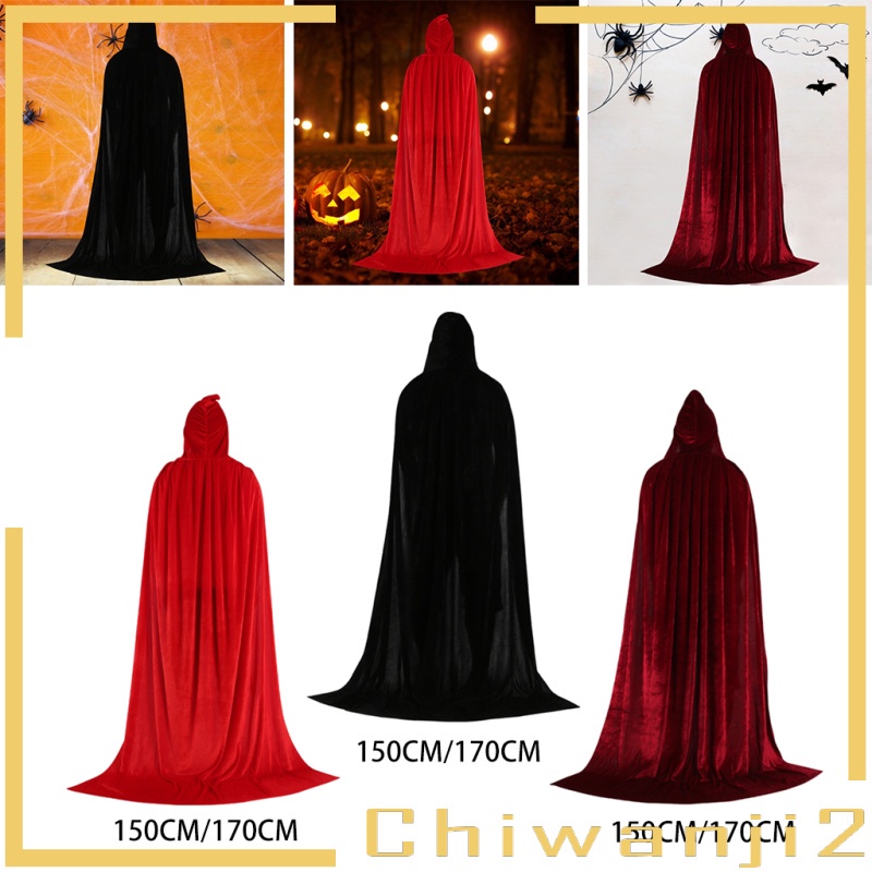 Velvet Hooded Cloak Long Robe Witch Capes Halloween Costume