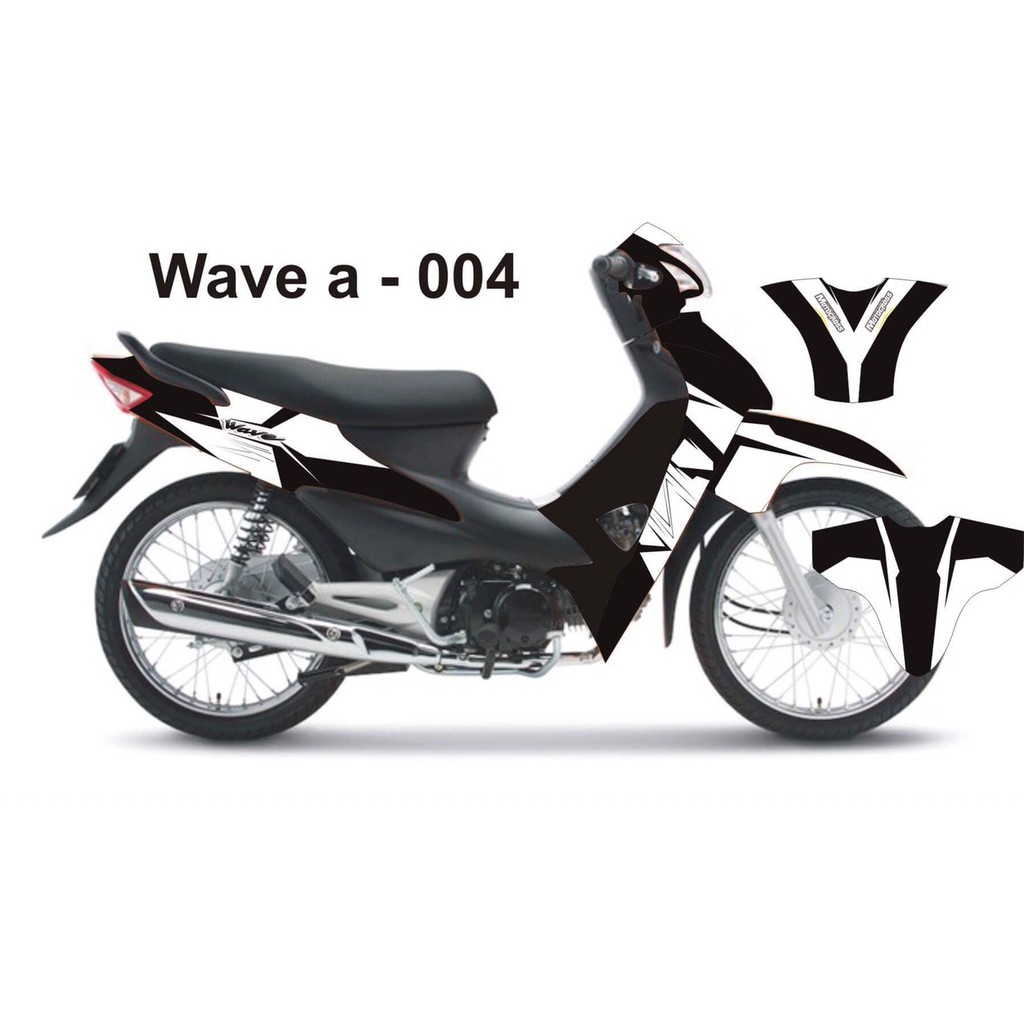 tem trùm wave 50cc đen trắng, độ team dán phủ decal xe máy giá rẻ đẹp