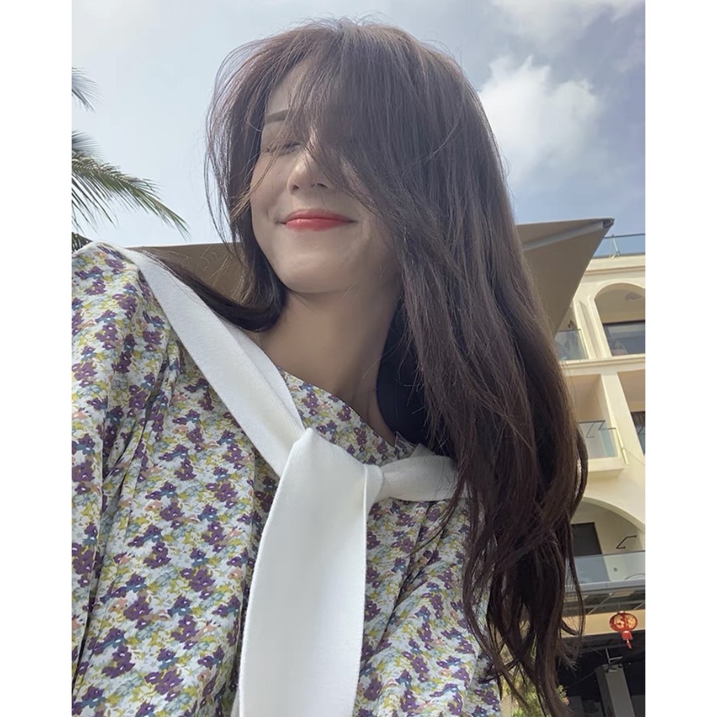 Váy hoa nhí thắt nơ sườn không kèm khăn Ulzzang style 🌸 Hàng Quảng Châu