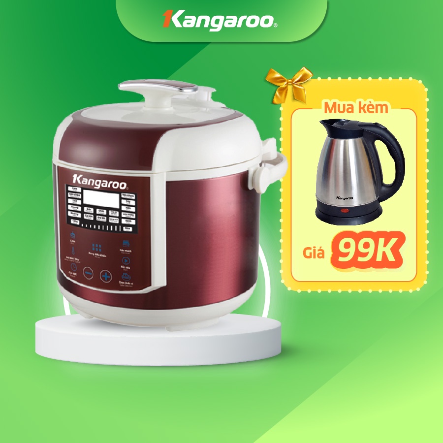 [Mã ELHADEV giảm 4% đơn 300K] Nồi áp suất điện tử 5 lít kangaroo KG281 (màu đỏ tím)