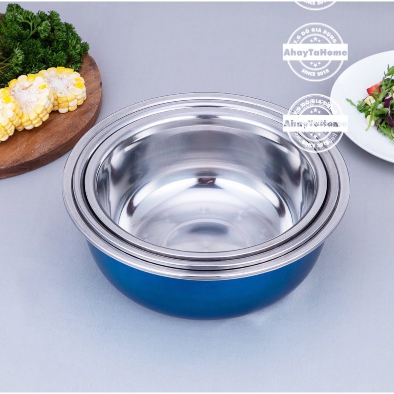 Bộ âu trộn inox cao cấp SIGANG/ tô trộn/ bowl trộn 22cm/24cm/26cm