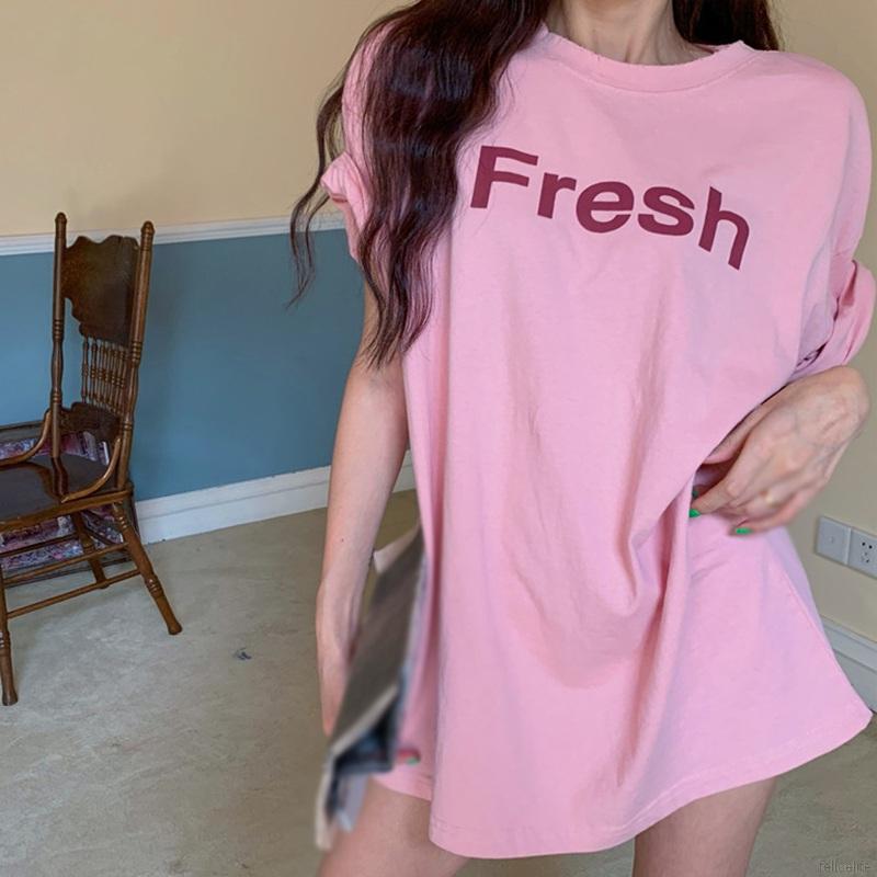 Áo Thun Nữ Tay Ngắn Cổ Tròn In Chữ Thời Trang