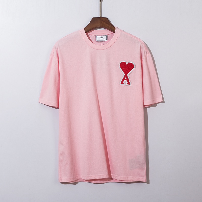 Áo thun tay ngắn thêu chữ AMI phong cách thời trang dành cho nam và nữ