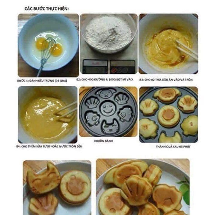 Nướng bánh hình thú, máy nướng bánh 7 khuôn, nướng bánh nhanh,tạo ra những chiếc bánh dễ thương cute