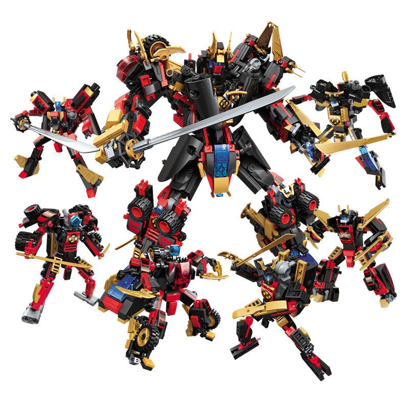 ▲Sự biến đổi giác ngộ Gundam Mecha Car Dinosaur Puzzle Cậu bé lắp ráp khối Đồ chơi 6 trong 1 Quà tặng lễ hội mùa