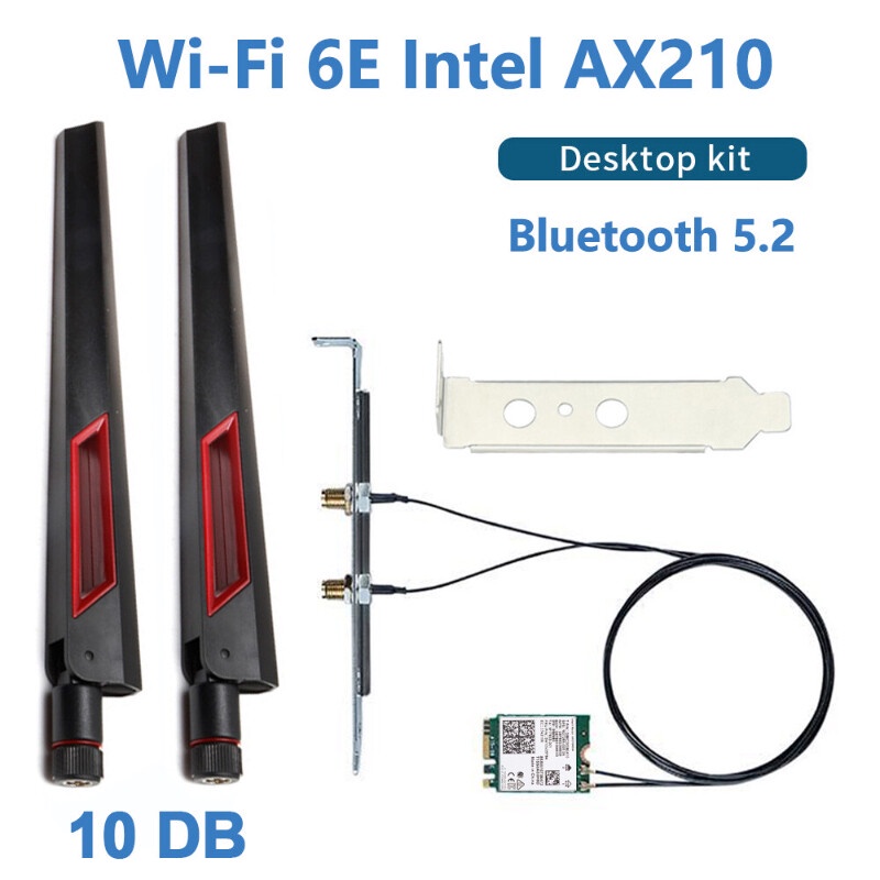 Thẻ Wifi 6 AX200 10DB 802.11ax 2.4G / 5Ghz / 6Ghz AX210NGW 3000Mbps 6E Intel AX210 Bluetooth 5.2 Để Bàn