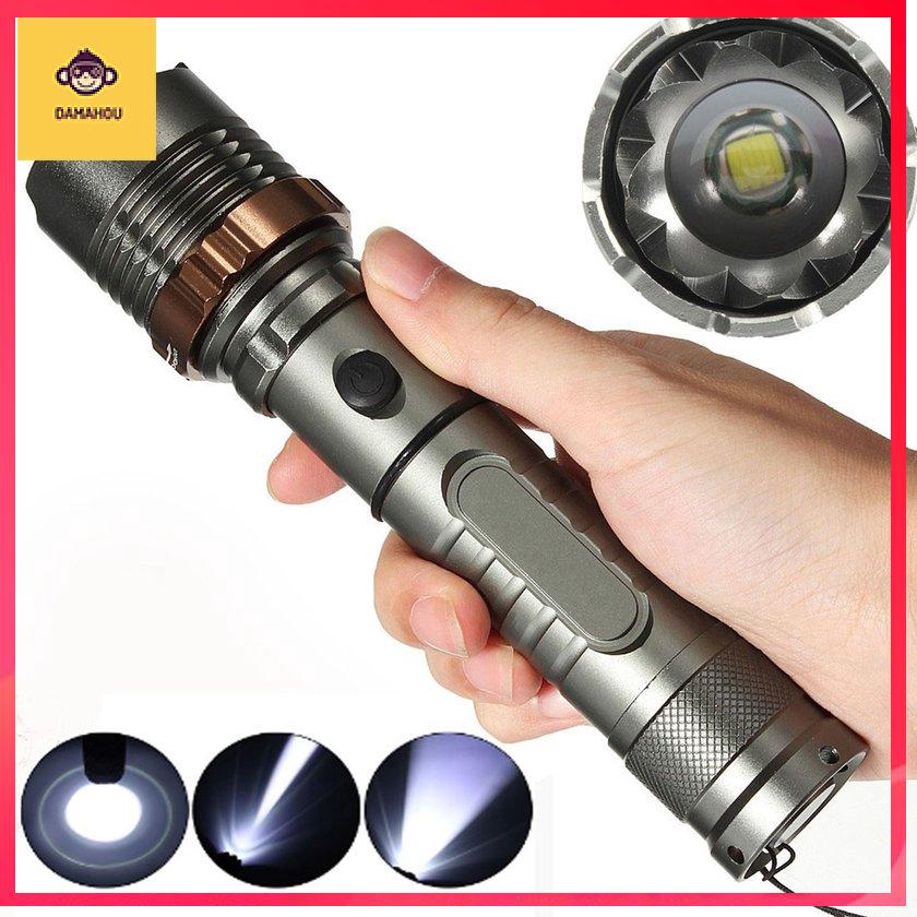 【Trong kho】Elfeland Chiến thuật quân sự T6 Đèn pin LED Pin Power Zoomable Torch