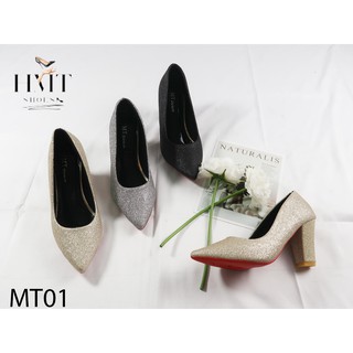 Giày cao gót dự tiệc kim tuyến gót vuông HMTShoes MT01