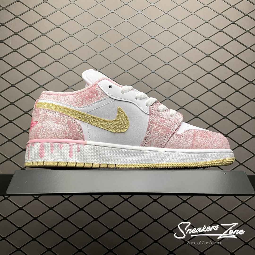 (FREESHIP+HỘP+QUÀ) Giày Thể Thao AIR JORDAN 1 Low Paint Drip Màu Hồng Giọt Sơn Nhỏ Giọt Cổ Thấp | BigBuy360 - bigbuy360.vn