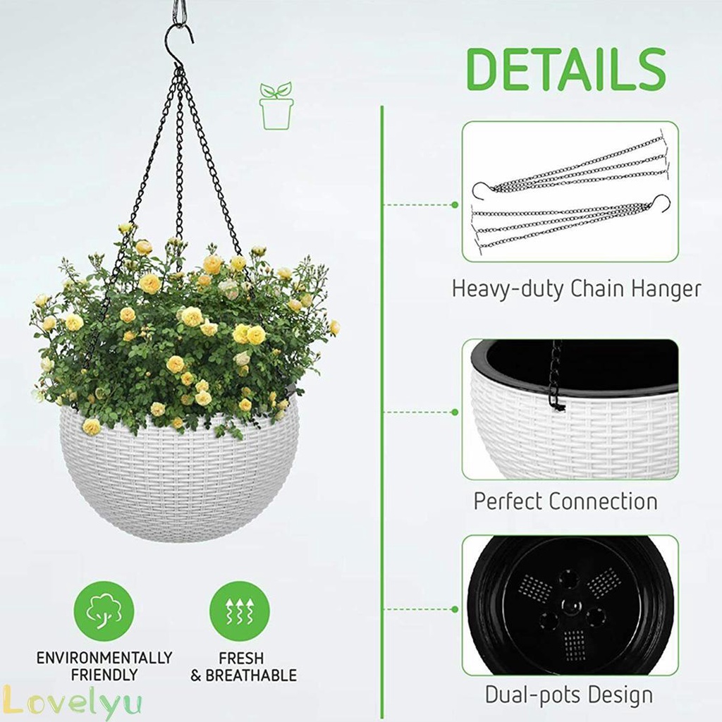 2 Chậu Hoa Treo Tường Tự Tưới Nước