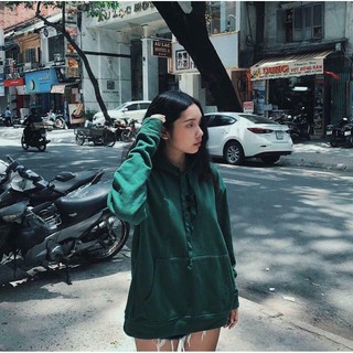 Áo Khoác Hoodie Xanh Lá Đậm Trơn