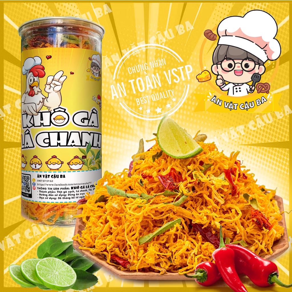 Khô Gà Lá Chanh Cậu Ba (50-100g) - Siêu Ngon Đậm Vị đồ ăn vặt Sài Gòn