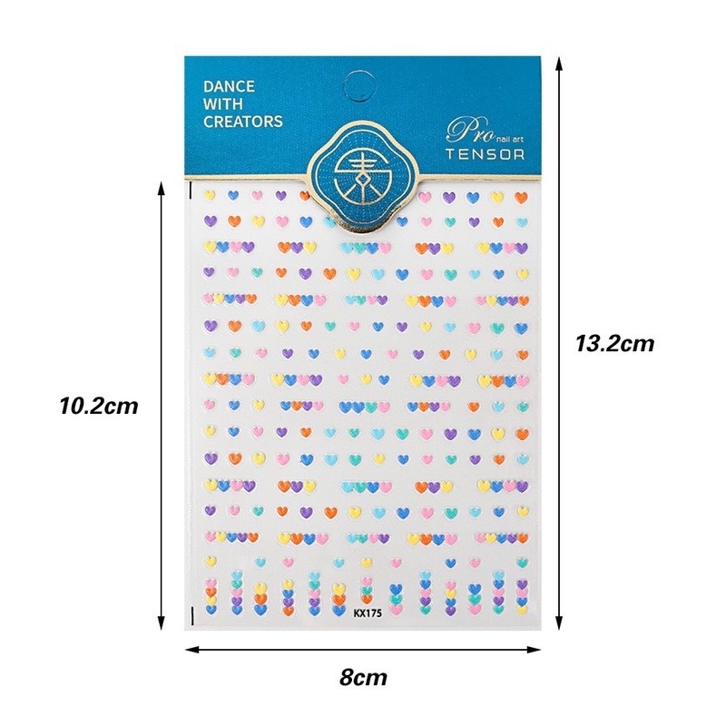 1 Tờ Miếng Dán Móng Tay Dập Nổi Trái Tim Macaron 5D Chống Thấm Nước Trang Trí Móng Tay DIY