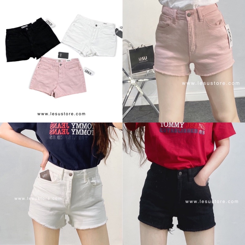 ẢNH TỰ CHỤP Quần short jeans trơn lai tua