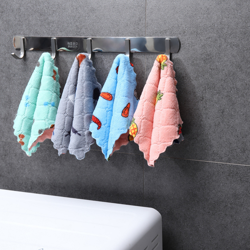 Khăn lau đa năng sợi siêu mịn mềm in hình hoa hoạt hình hai mặt để rửa chén dĩa/ lau vết bẩn