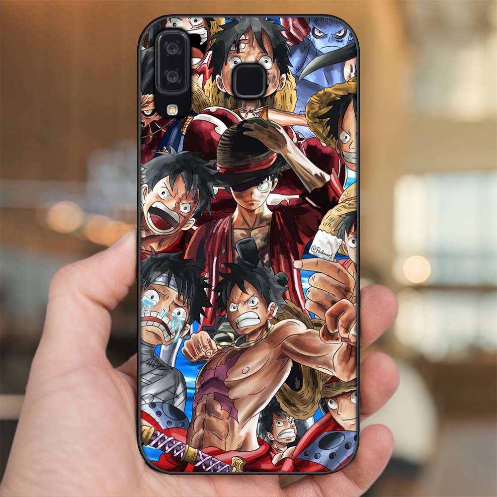 Ốp lưng Samsung A8 Star viền đen in hình Luffy One Piece