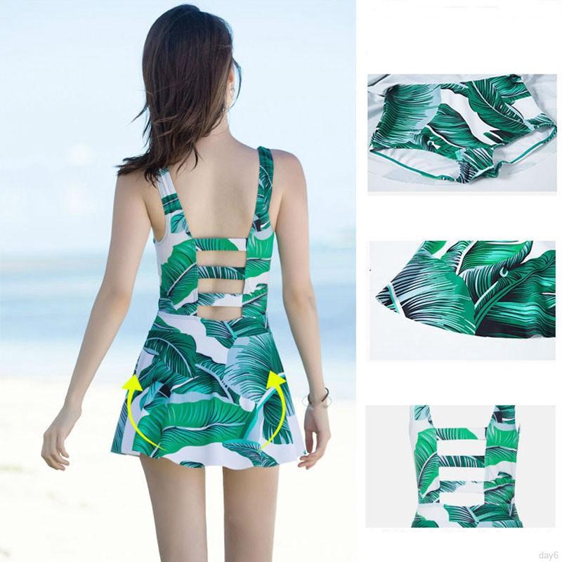 Korean Fashion New Hot Spring Ladies Swimsuit One-piece Conservative Gathered Skirt Boxer Pants Sexy Swimsuit | BigBuy360 - bigbuy360.vn