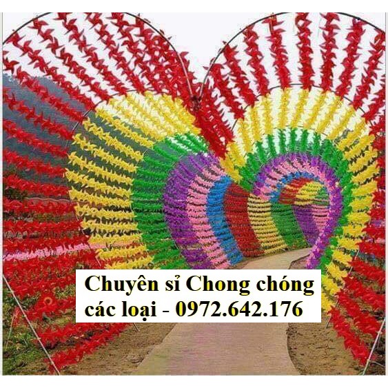 {30 cm] Combo 100 chong chóng nhựa 7 màu dây treo / cây cầm trang trí