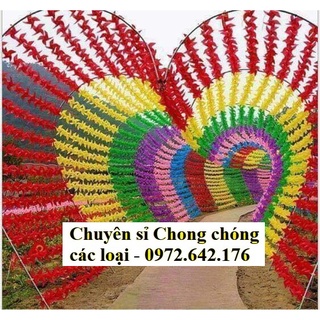 {30 cm] Combo 100 chong chóng nhựa 7 màu dây treo / cây cầm trang trí