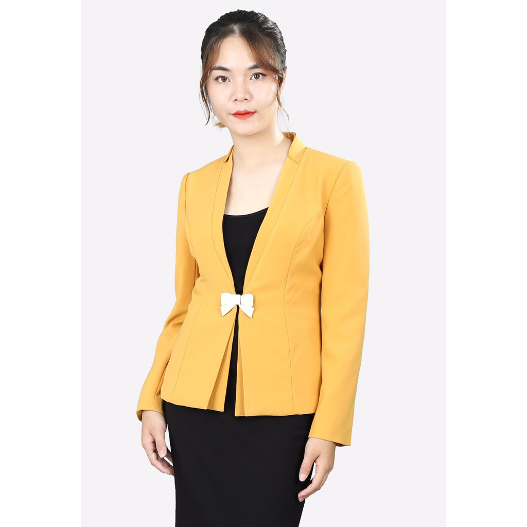 Áo vest dáng dài tay dài cổ tàu 2 lớp 1 móc cài con bướm The One Fashion AVB01VDA