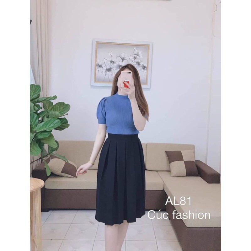 Áo len tăm cộc tay phồng quảng châu nhiều màu sắc B85