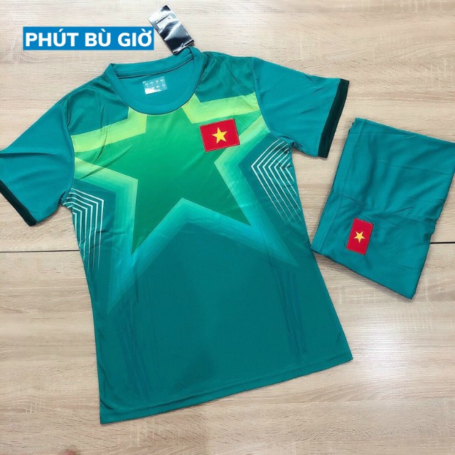 Áo Bóng Đá Thể Thao Đá Banh Tuyển VIỆT NAM/ VN XANH Mẫu Mới Chất Thun Thái Cao Cấp - Phút Bù Giờ Sport