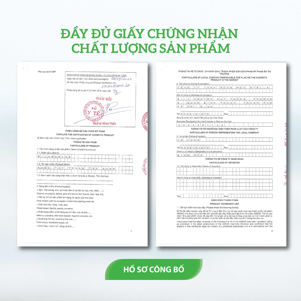 Tẩy trang trà xanh &amp; dầu babasu cho da dầu mụn, dưỡng ẩm không chứa cồn MILAGANICS 30ml (chai)