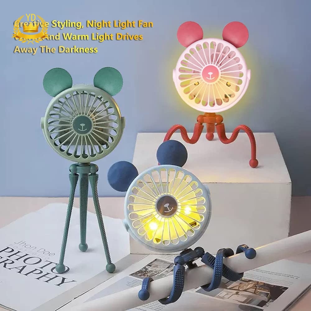 Quạt mini kẹp trên xe đẩy em bé có đèn chiếu sáng